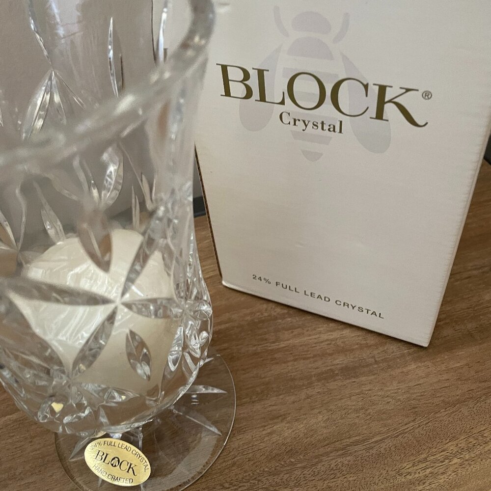 Vintage Crystal Vase & Votive still BRAND NEW w/box. 24% Full Lead Block Crystal - Picture 7 of 8